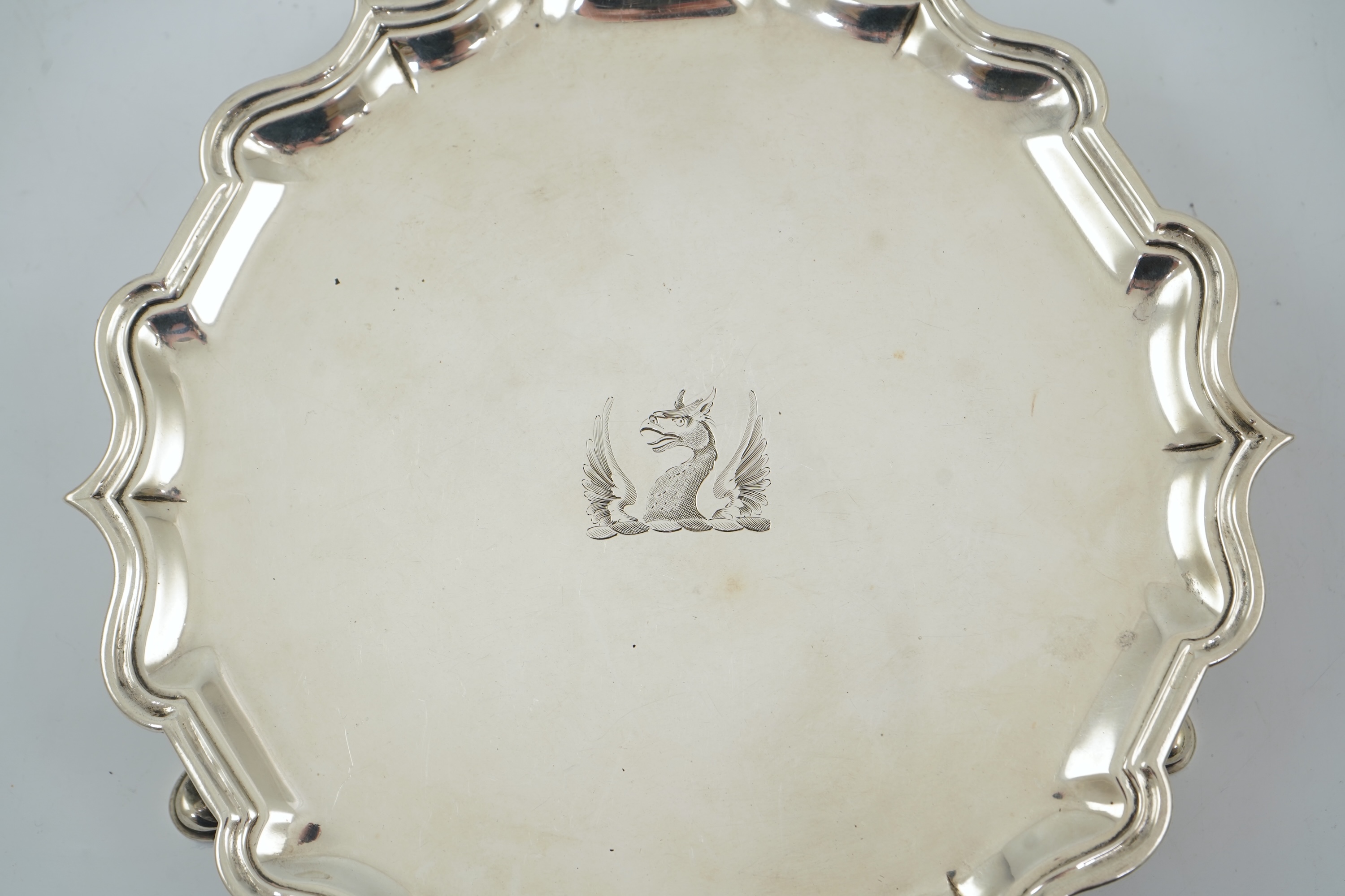 A George II silver salver, by Joseph Sanders